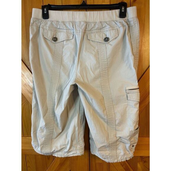 Lane Bryant Cargo Capri Stretch Light Tan Pockets Drawstring Legs Size 14 (8713) - Picture 5 of 5